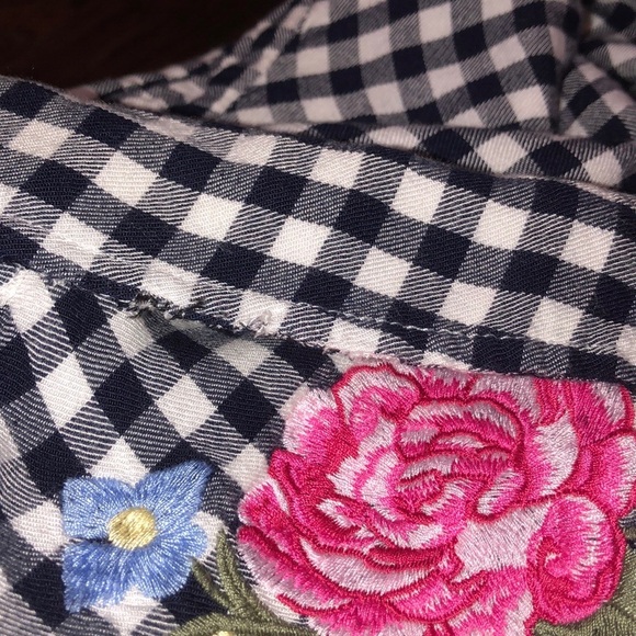 Como vintage large gingham floral flannel top - Picture 13 of 14